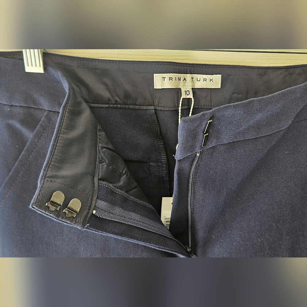 NWT Trina Turk LuLu Straight Leg- Ankle  Cropped Pants- Size 10, Color- Indigo - Picture 6 of 9